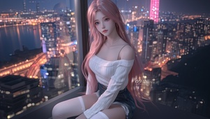 城市霓虹白丝女孩