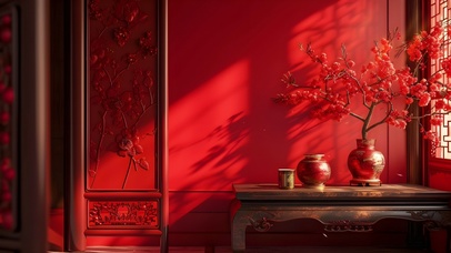 古风红梅房间