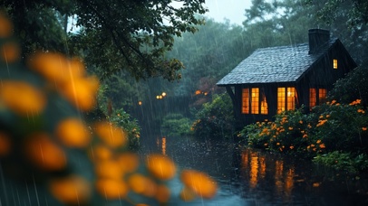 雨天温馨小屋