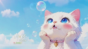 吹泡泡的猫