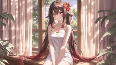 雪墨壁纸丨胡桃丨纯白浴袍丨