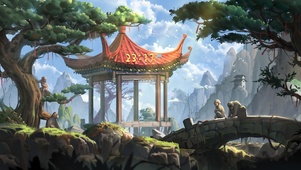夏日猴山凉亭