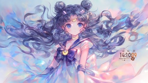 可爱手绘月影兔