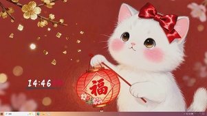 可爱猫咪手拿灯笼主题