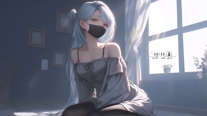 可爱清纯口罩女孩