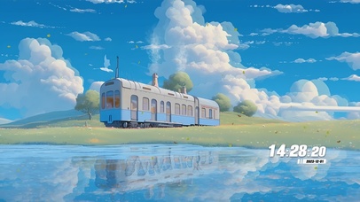 护眼蓝天白云火车