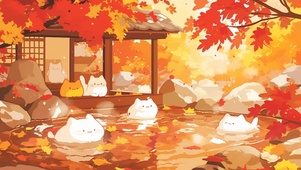 泡温泉的猫咪