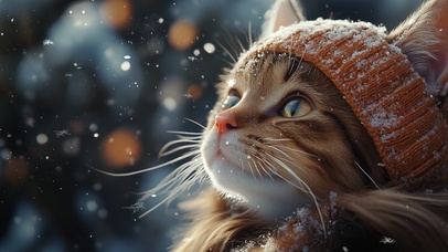 雪中的猫
