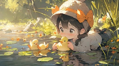 夏日田园女孩治愈开心玩的女孩