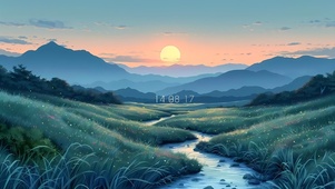 清晨露水草原