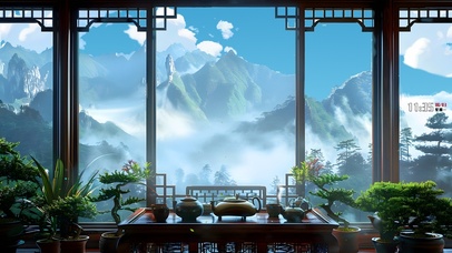 国风山中炊烟徐徐