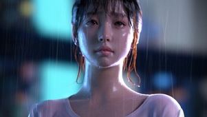 雨中清纯大眼美女