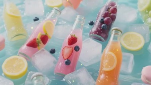 缤纷的冰镇果汁汽水