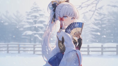 二次元雪天古风甜美治愈少女