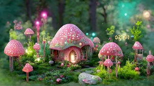 翠绿分红蘑菇小屋