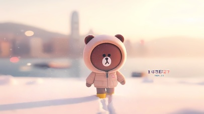 冬天漫步的小熊