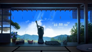 夏日庭院女孩
