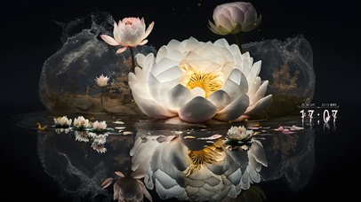 唯美治愈 荷花池 