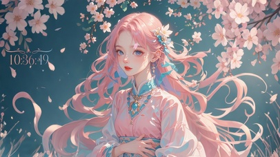 4K 粉发古风女神