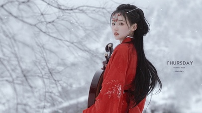 唯美雪中汉服美女