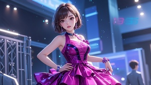 玫红舞裙
