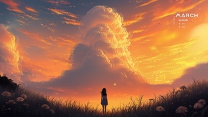 唯美云彩夕阳少女