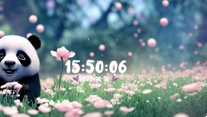 可爱花儿熊猫