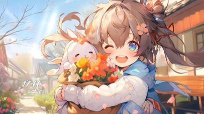 手捧花可爱女孩