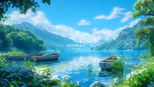 山间湖畔小船