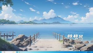 蓝天白云海景树木桌面主题