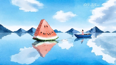 夏日镜湖大西瓜