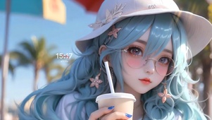 喝奶茶的女孩