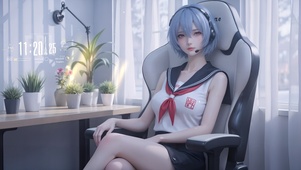 JK短发美女