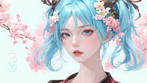 桃花清新小美女