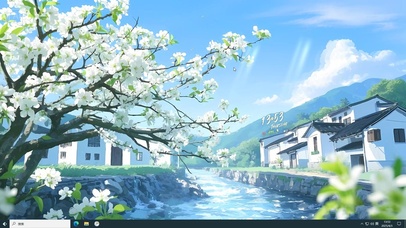 乡村河流梨花开