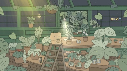 夜晚植物房的小熊