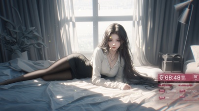 她的唇角带着微笑，温柔又深邃