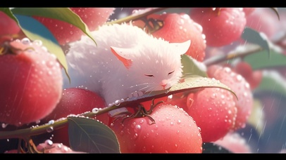 雨中萌猫清新慵懒