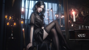 黑纱少女