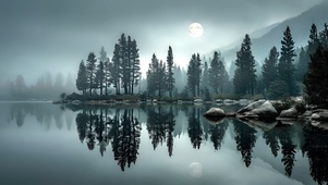 月夜湖影