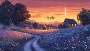 唯美晚霞小屋