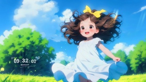 黄色蝴蝶结少女