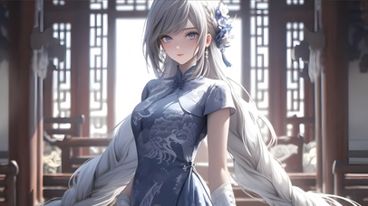 青花瓷旗袍女孩