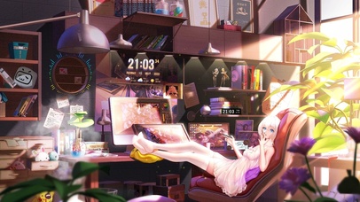 4K电脑房间女孩