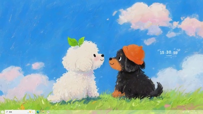 草地上可爱狗狗