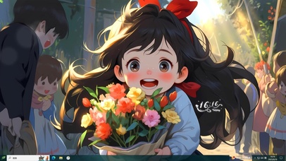 可爱手捧花女孩