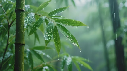 雨中竹林