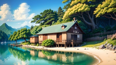 4K唯美治愈湖景木屋