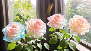 4k窗台玫瑰花