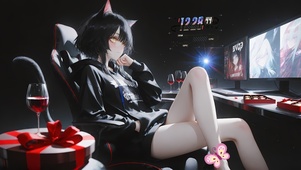 红酒长腿女孩
